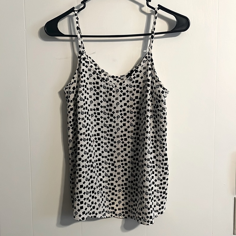 White with black design tank top